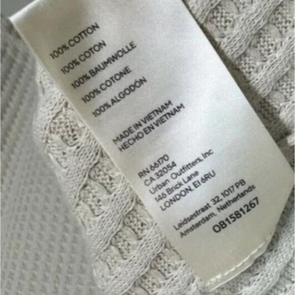 Free People Cream Open Back Juicy Long Sleeve Thermal Cowl Neck Top Medium New - Picture 5 of 5